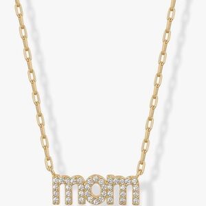 NEW 14K Gold Plated Cubic Zirconia Mom Necklace